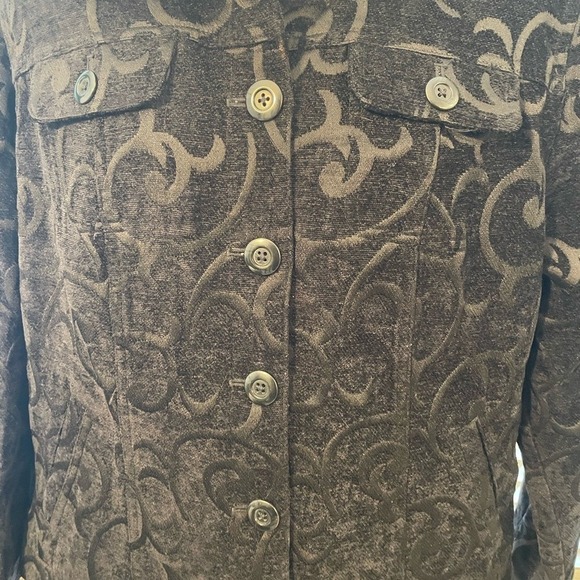 Elegant Black Patterned Velvet Women's Jacket Size Large - Picture 2 of 9